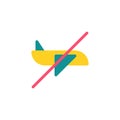 Flat Icon. Stop aviation. Prohibiting Sign Planes Do Not Fly, Suitable for use on web apps, mobile apps