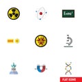 Flat Icon Study Set Of Irradiation, Orbit, Chemical And Other Vector Objects. Also Includes Irradiation, Danger