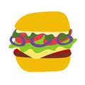 Flat icon style juicy hamburger vector illustration Royalty Free Stock Photo