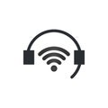 Flat icon of support with wifi signal. Sign the call center. Contact technical symbol. Call tech. vector illustration isolated on