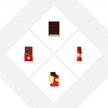 Flat Icon Sweet Set Of Sweet, Shaped Box, Dessert And Other Vector Objects. Also Includes Dessert, Confection, Chocolate Elements.