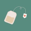 Flat icon tea bag with heart symbol