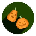 flat icon of two halloween pumpkins Royalty Free Stock Photo