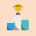 Flat icon vector illustration. Winners podium with trophy cups. Royalty Free Stock Photo