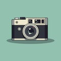 Flat icon vintage camera with shadow on blue background Royalty Free Stock Photo