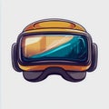 Flat Icon VR Workshop Helmet with Goggles in Modern Digital Technology and Creative Design Environment Royalty Free Stock Photo