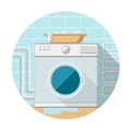 Flat icon of washing machine in bathroom