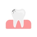 Flat icon white broken tooth