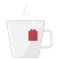 Flat icon of white cup with tea bag Royalty Free Stock Photo