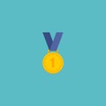 Flat Icon Winner Medal Element. Vector Illustration Of Flat Icon Reward Isolated On Clean Background. Can Be Used As