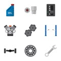 Flat Icon Workshop Set Of Motor, Turnscrew, Petrol And Other Vector Objects. Also Includes Spanner, Lifting, Bearing