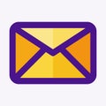 Flat icon  about yellow message letters with purple lines for website and app buttons Royalty Free Stock Photo