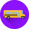 Flat icon yellow school bus. Vector graphic. Royalty Free Stock Photo