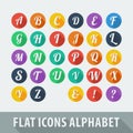 Flat icons alphabet Royalty Free Stock Photo