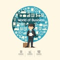 Flat Icons with businessman character design infographic.