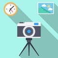 Flat icons for camera,clock,picture,vector illustrations