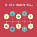 Flat Icons Cauliflower, Alligator Pear, Love Apple And Other Vector Elements. Set Of Flat Icons Symbols Also Include