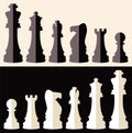 Flat icons of chess pieces, vector Royalty Free Stock Photo