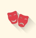 Flat icons of comedy and tragedy masks for Carnival or theatre Royalty Free Stock Photo