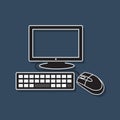 Flat icons for computer set,keyboard,mouse,vector illustrations Royalty Free Stock Photo