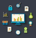 Flat icons concepts for business, finance, strategic management