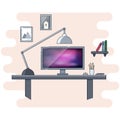 Flat icons design for modern home office concept. Royalty Free Stock Photo