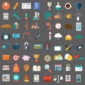 Flat icons design modern vector illustration big set of various financial service items, web and technology development, business Royalty Free Stock Photo