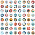 Flat icons design modern vector illustration big set of various financial service items, web and technology development, business Royalty Free Stock Photo
