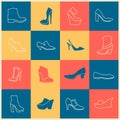 Flat icons of different kinds of shoes Royalty Free Stock Photo