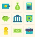 Flat icons of financial and business items Royalty Free Stock Photo