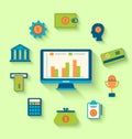 Flat icons of financial and business items Royalty Free Stock Photo