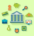 Flat icons of financial and business items Royalty Free Stock Photo