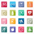 Flat icons fitness healthcare and white background