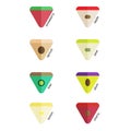 Flat icons fruits of different colors in the triangle Royalty Free Stock Photo