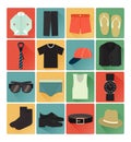 Flat icons gent clothes set