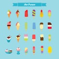 Flat icons of ice cream