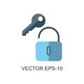Flat icons for key,unlock,vector illustrations