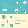 Flat Icons Mp3 Player, Acoustic, Fiddle And Other Vector Elements. Set Of Studio Flat Icons Symbols Also Includes Drum