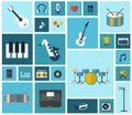 Flat icons music set Royalty Free Stock Photo