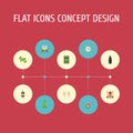 Flat Icons Muslim Woman, Decorative, Malay And Other Vector Elements. Set Of Religion Flat Icons Symbols Also Includes