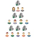 Flat icons of persons and buildings for infographic isolated