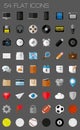 54 flat icons and pictograms set Royalty Free Stock Photo