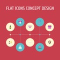 Flat Icons Posy, Sexuality Symbol, Chariot And Other Vector Elements. Set Of Engagement Flat Icons Symbols Also Includes