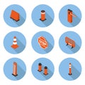 Flat icons road equipment