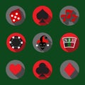 Flat icons set with casino symbols