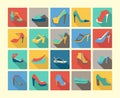 Flat icons set of fashion Footwear Royalty Free Stock Photo