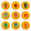 Flat icons set isometric color plastic Cup