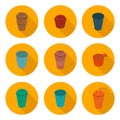 Flat icons set isometric color plastic Cup Royalty Free Stock Photo