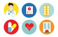 Flat icons set of medical tools and health Royalty Free Stock Photo