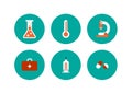 Flat icons set of medical tools and healthcare equipment. Royalty Free Stock Photo